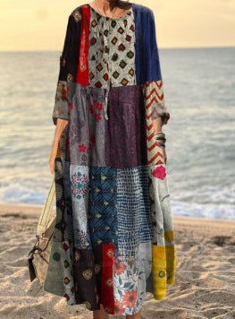 3D printed casual loose dress women m301278