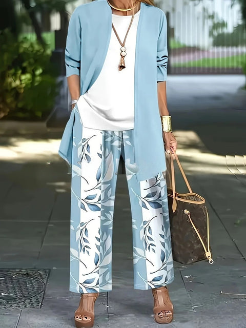 3D printed 3-piece cardigan + vest + trousers fashionable wear m302849