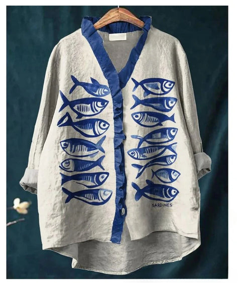 Loose printing crew neck casual large size women's T-shirt m301280