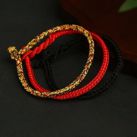 Dragon knot natal year red rope bracelet, wearing gold running beads hand-woven multicolored rope jewelry m3331243
