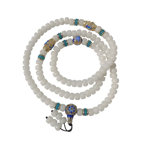 White Jade Bodhi Bracelet 108 Buddha Beads Beads, Jingtai Blue and White Natural Jade Bodhi Root Bracelet Ethnic Style Jewelry m3331300