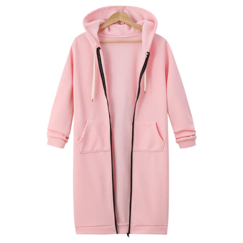 Hooded long-sleeved medium and long sweater fleece shirt long jacket m301588