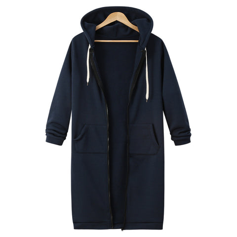 Hooded long-sleeved medium and long sweater fleece shirt long jacket m301588