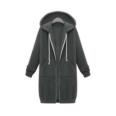 Hooded long-sleeved medium and long sweater fleece shirt long jacket m301588