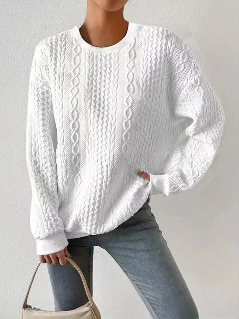 Loose crew neck long-sleeved sweater women's lazy wind oversize top women's m301891