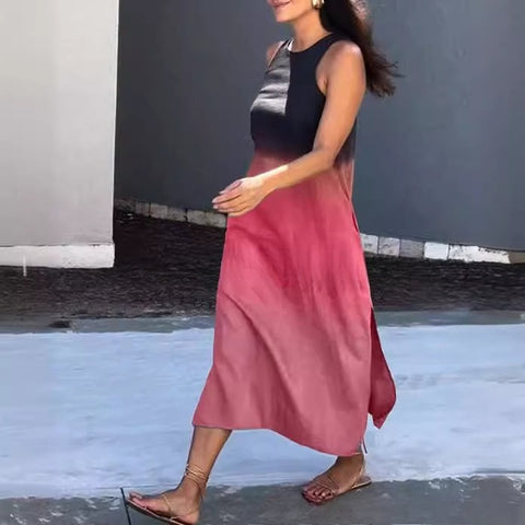 Women's dress AliExpress loose sleeveless printed vest long dress dress m302053