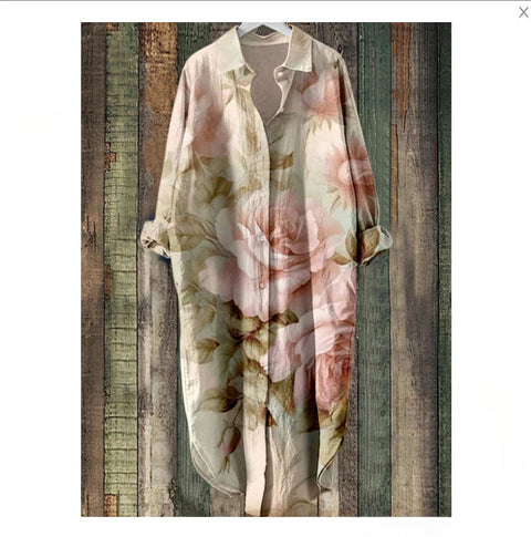 Fashion casual loose lapel mid-length shirt women's m301282