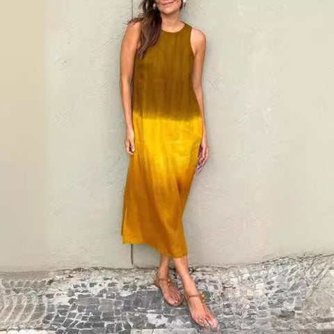 Women's dress AliExpress loose sleeveless printed vest long dress dress m302053