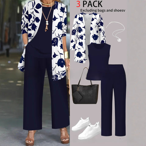3D printed 3-piece cardigan + vest + trousers fashionable wear m302849