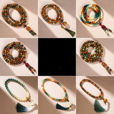 Dunhuang Feitian 108 Bodhi Seed Buddha Bead Bracelet Wentian White Jade Bodhi Seed Chinese Male Rosary Bead Female Wenwan Handheld M3331306