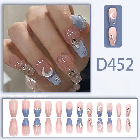 Elegant and fresh temperament wind manicure ice transparent rhinestone removable wearable nail m5010688