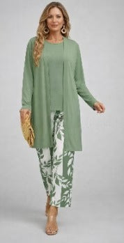 3D printed 3-piece cardigan + vest + trousers fashionable wear m302849