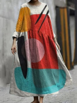 3D printed casual loose dress women m301278