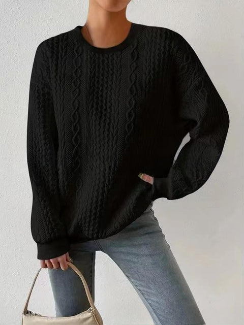Loose crew neck long-sleeved sweater women's lazy wind oversize top women's m301891