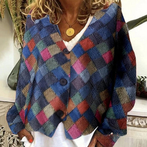 New Christmas abstract print casual cape jacket cardigan sweater m301665