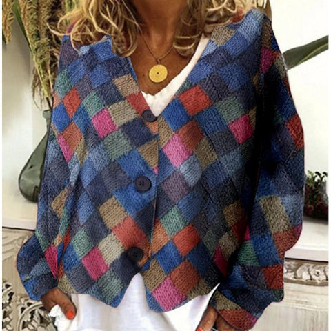 New Christmas abstract print casual cape jacket cardigan sweater m301665