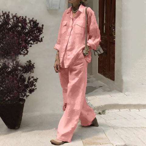 Women's long-sleeved shirt loose pants two-piece set m302108