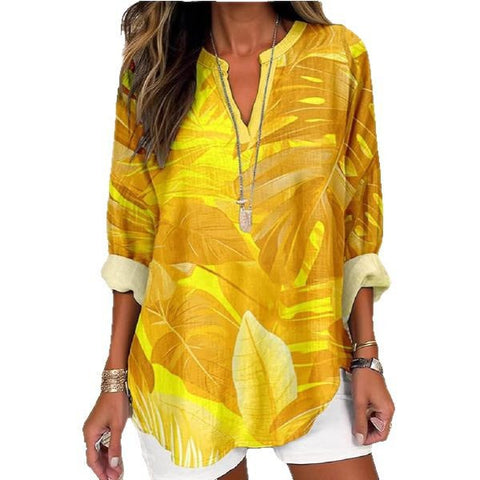 Floral 3D digital printing women's fashion crew neck loose shirt top m301357