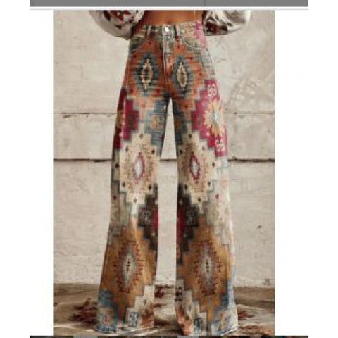 3D heat transfer flared pants simulation denim trousers loose pants m301550