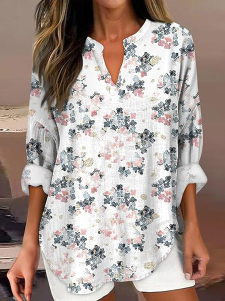 Floral 3D digital printing women's fashion crew neck loose shirt top m301357