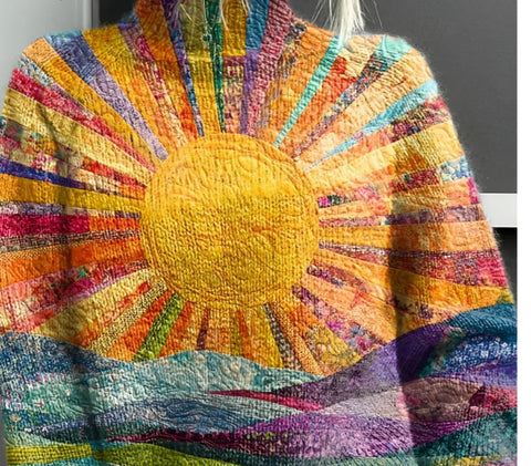 Christmas abstract print casual cape jacket cardigan sweater m302114