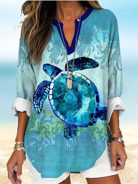 Floral 3D digital printing women's fashion crew neck loose shirt top m301357