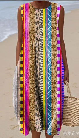 Sleeveless printed temperament long dress dress m301527