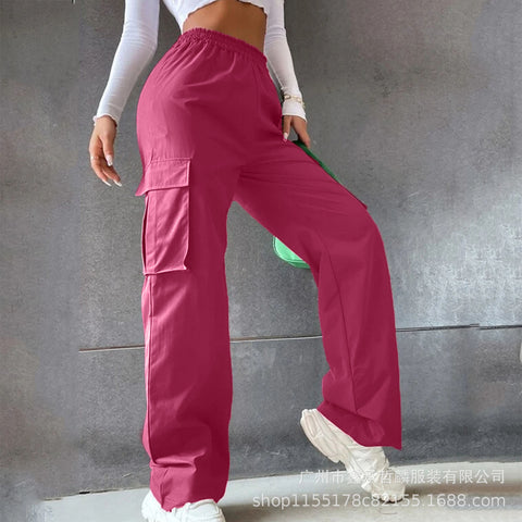 Beltless trousers high waist season wide leg trousers straight loose temperament commuter trousers casual trousers m301371