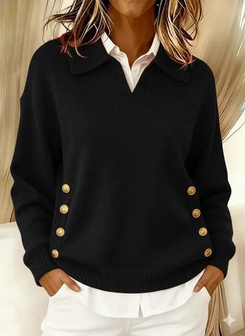 Loose casual lapel button lapel pullover women's long-sleeved sweater m302254