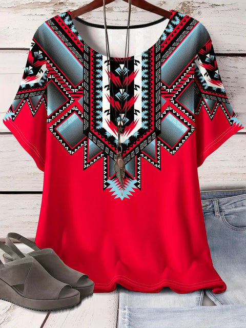 Retro printed cotton short-sleeved T-shirt early spring new versatile crew neck bottoming shirt m301287