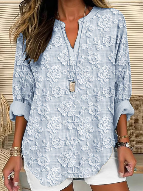 Floral 3D digital printing women's fashion crew neck loose shirt top m301357