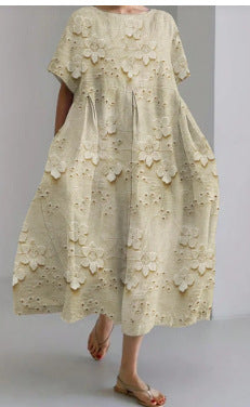 3D imitation cotton pull frame craft women's pendulum dress m301038