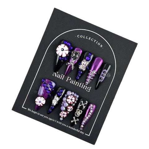 Grandiose and cool, dark wearing nail piece, advanced sense, pure handmade nail patch m3331198