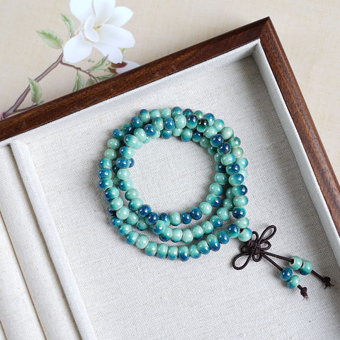 Play with three circles and stack 108 beads Jingdezhen ceramic bracelet ethnic style bracelet m3331303
