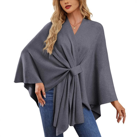 Ladies Elegant One Piece Solid Color Soft Shawl Jacket Cloak Top m301329