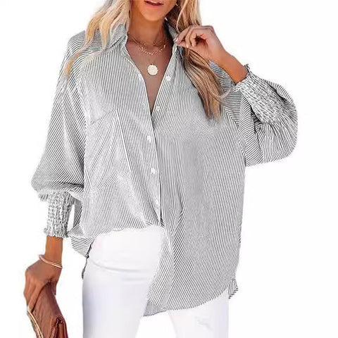 Long Sleeve Loose Shirt Casual Women's Clothing New Pocket Shirt Top m301376