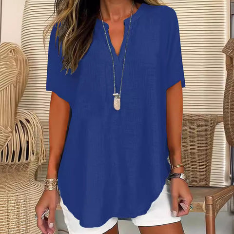 Women's Loose Casual V-Neck Short Sleeve Top m301220