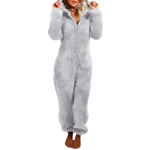Fleece Thickened Fluffy Jumpsuit Hooded Pajamas m302166