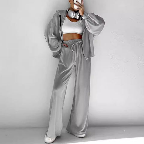 Golden Velvet Suit Fashion Zipper Long Sleeve Sports Wind Hooded Zipper Clothing Casual Suit m301810