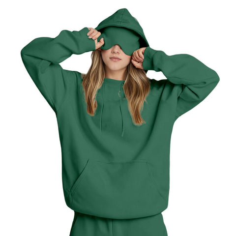 Loose casual simple long-sleeved hooded pullover sweater autumn and winter eye mask splicing jacket m302079