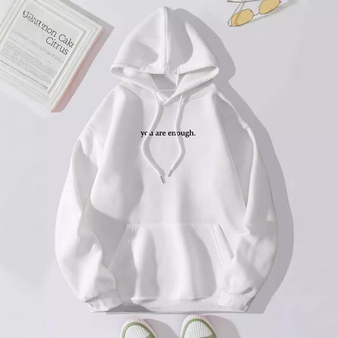 Women's fleece sweater plain letter print kangaroo pocket drawstring print hoodie m301967