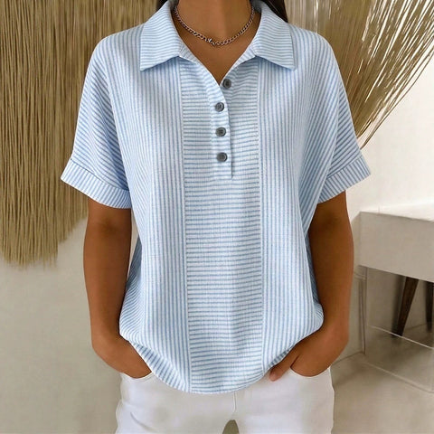 Literary temperament women's striped POLO shirt top m302769
