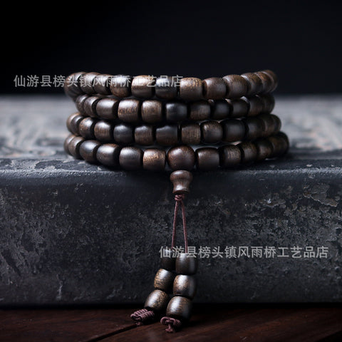 Agarwood Black Qinan High Oil Submerged High Quality Wooden Agarwood Bracelet 108 Buddha Beads Barrel Beads Hand Jewelry m3331277