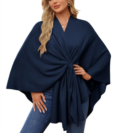 Ladies Elegant One Piece Solid Color Soft Shawl Jacket Cloak Top m301329