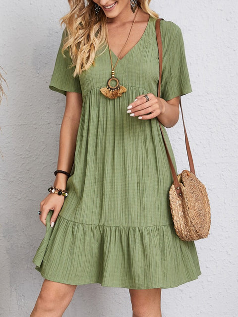 Summer loose casual short-sleeved waist elegant dress m300029