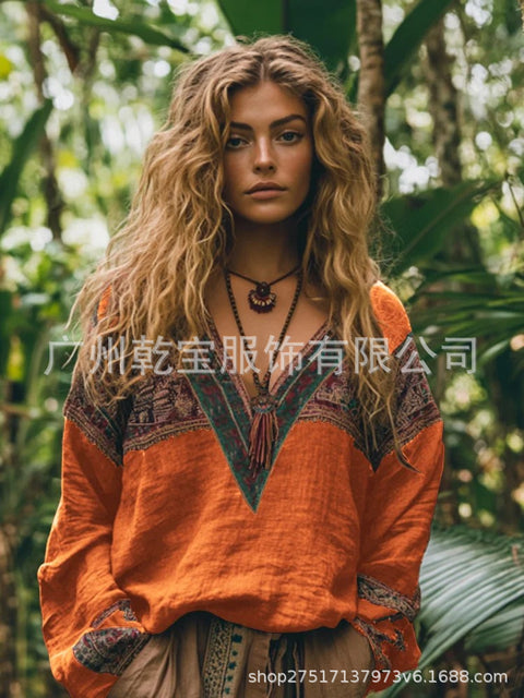 Women's independent station spring and summer hot-selling digital printing, long-sleeved T-shirt top m301742