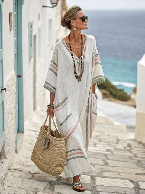 Elegant large size printed long pendulum dress m301523