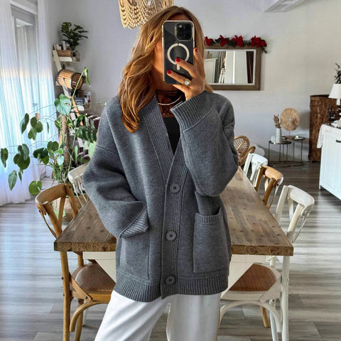 Autumn and winter long-sleeved pocket sweater cardigan new m301887