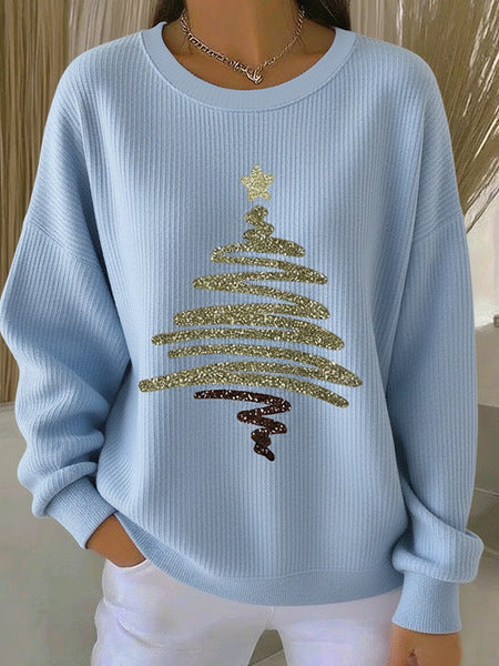 Loose outer wear lazy wind snowflake Christmas tree mix and match casual commuter sweater m302121