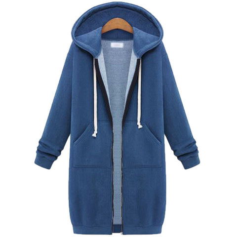 Hooded long-sleeved medium and long sweater fleece shirt long jacket m301588